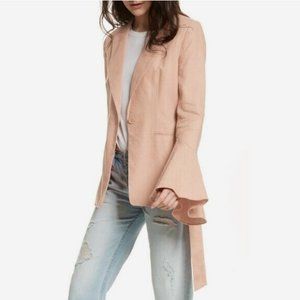 NWT Free People Blazer Linen Blush Pink Flared Sleeve Tie Waist Jacket S